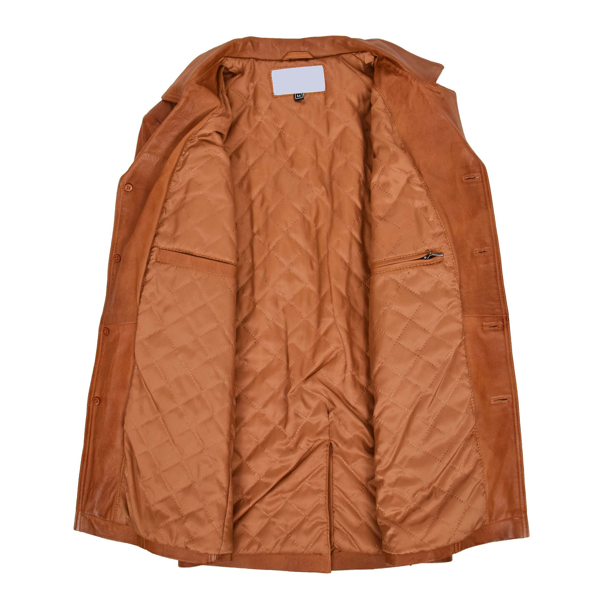 Mens Leather Classic Reefer Jacket Thrill Tan - genuine leather jacket in tan with two outer pockets