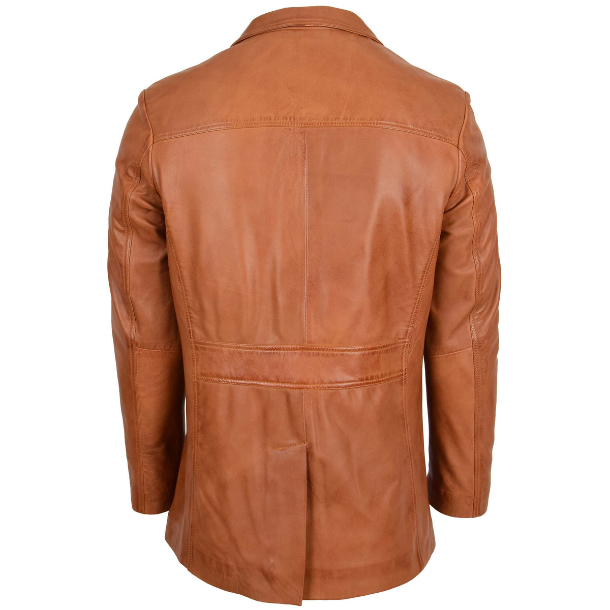 Mens Leather Classic Reefer Jacket Thrill Tan - genuine leather jacket in tan with reefer