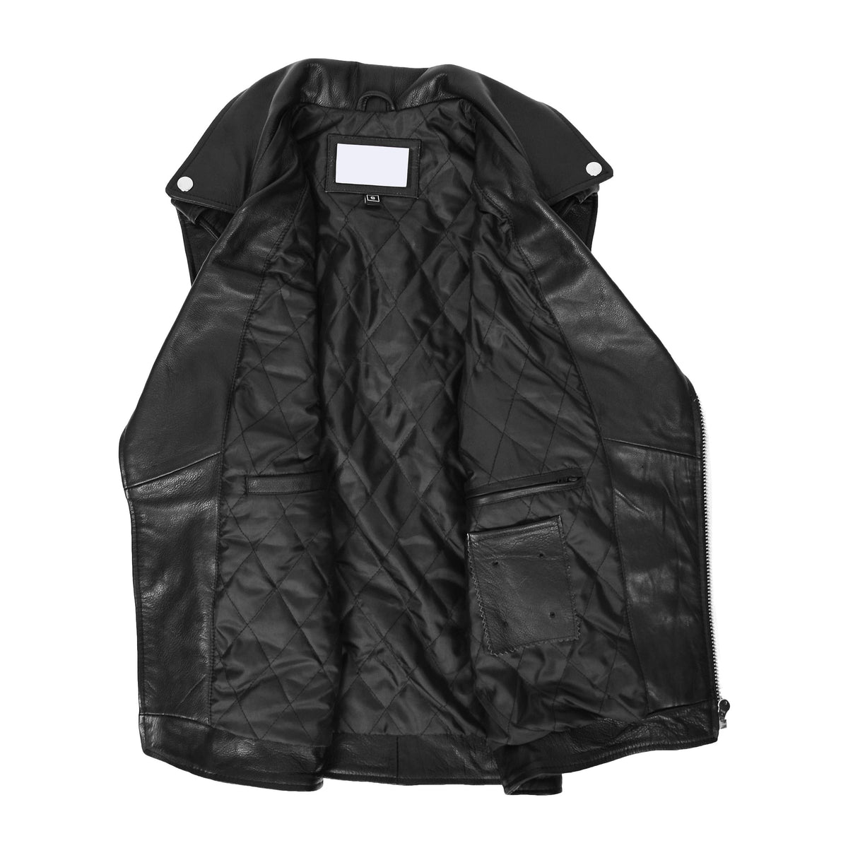 Mens Leather Cross Zip Biker Brando Gilet Jones Black - genuine leather vest in black with gilet