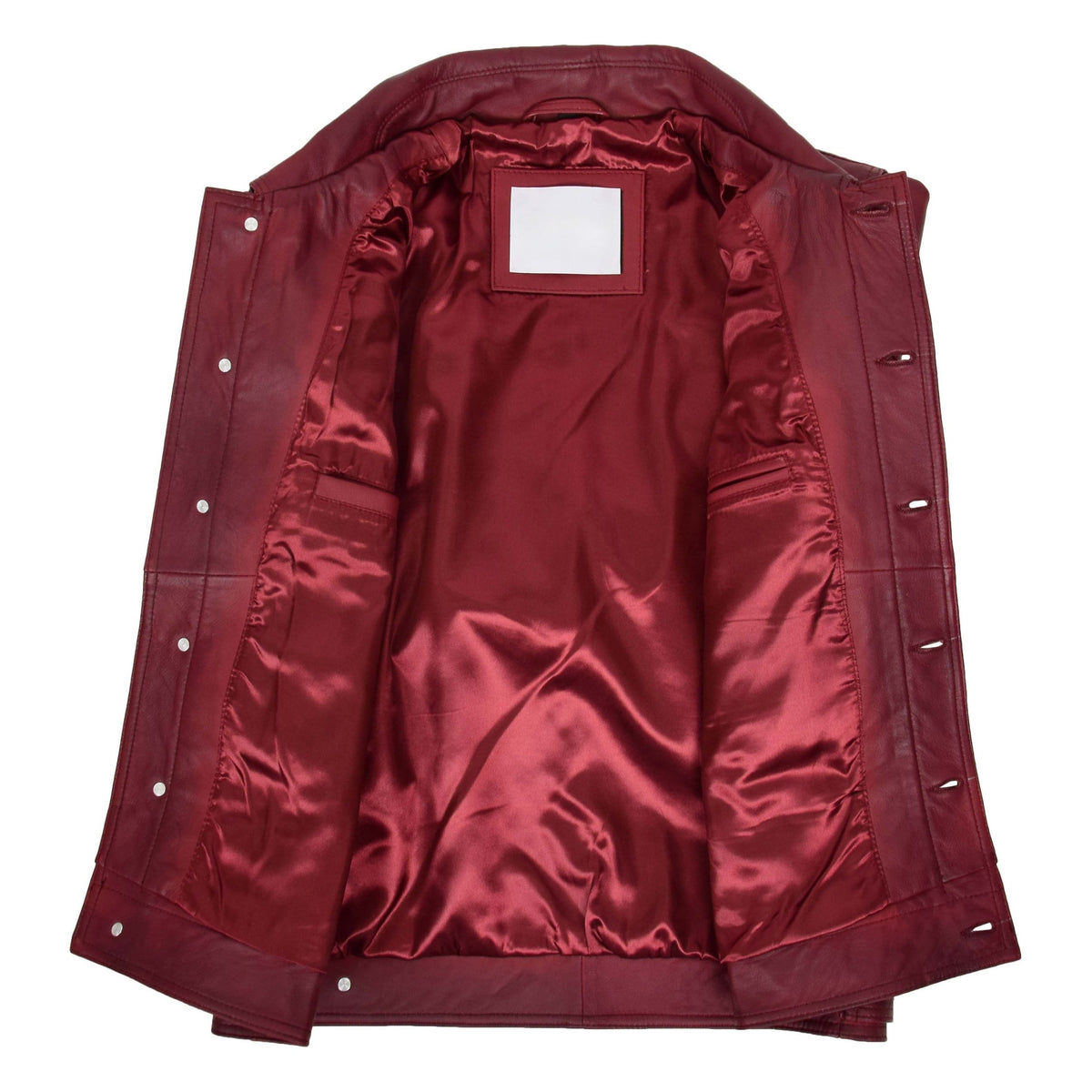 Mens Leather Lee Rider Casual Jacket Terry Burgundy - genuine leather jacket in burgundy with four outer pockets