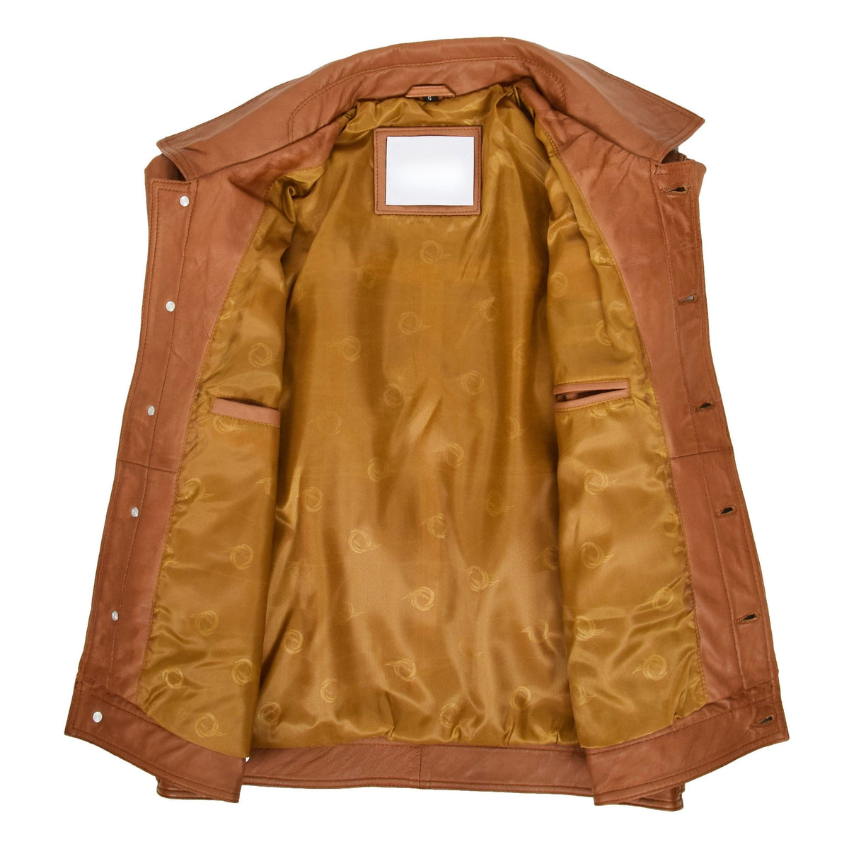 Mens Leather Lee Rider Casual Jacket Terry Tan - genuine leather jacket in tan with four outer pockets