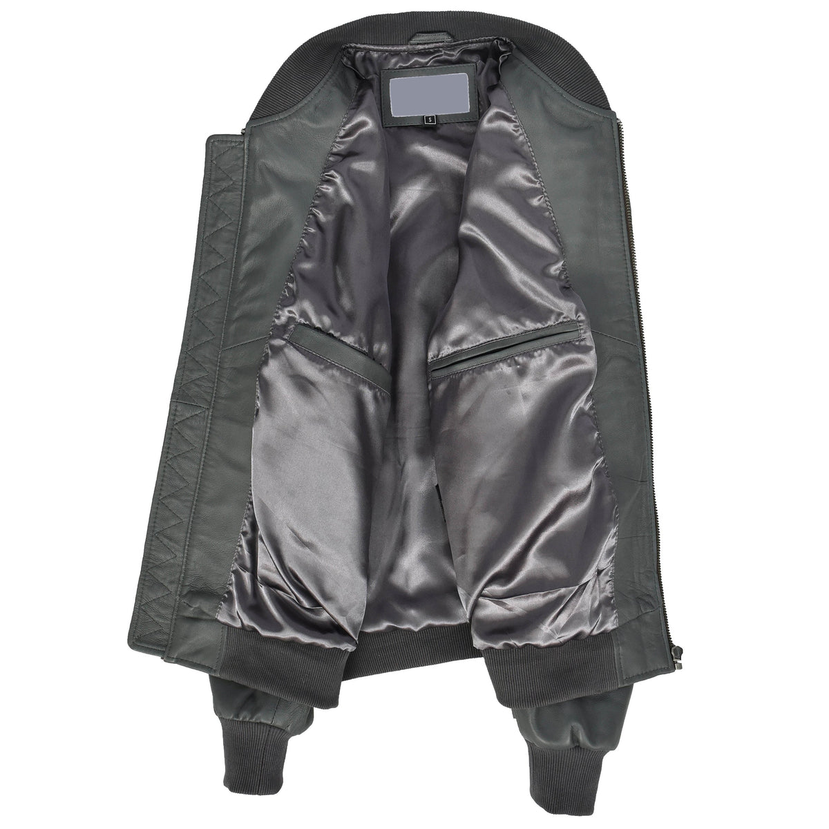 Mens Leather MA-1 Bomber Jacket Ryan Grey - genuine leather jacket in grey with ma-1