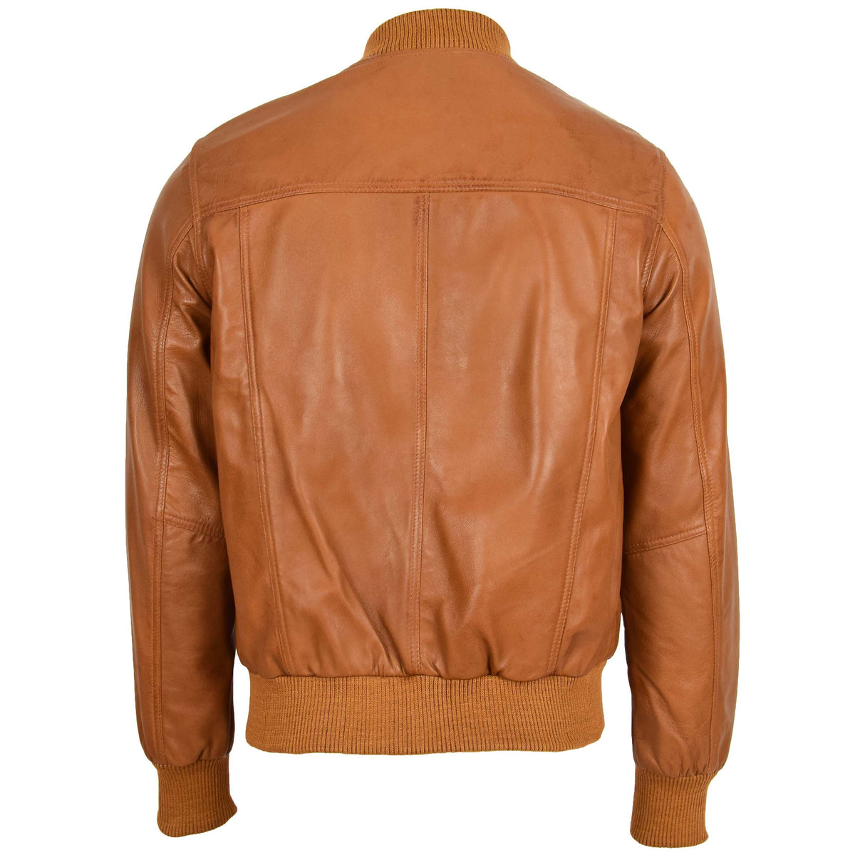 Mens Leather MA-1 Bomber Jacket Ryan Tan - genuine leather jacket in tan with ma-1