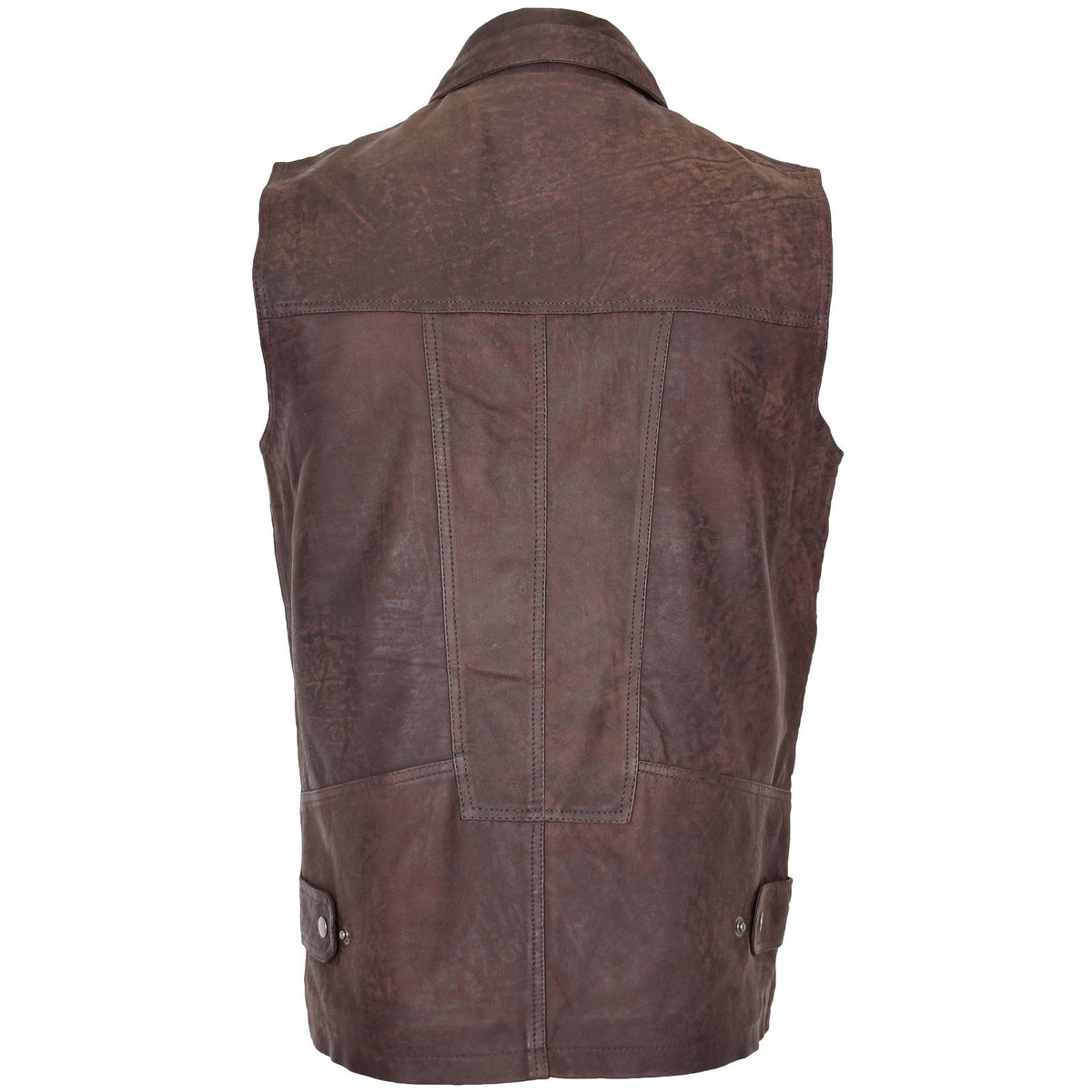 Mens Leather Multi Purpose Gilet Roger Brown - genuine leather vest in brown with gilet