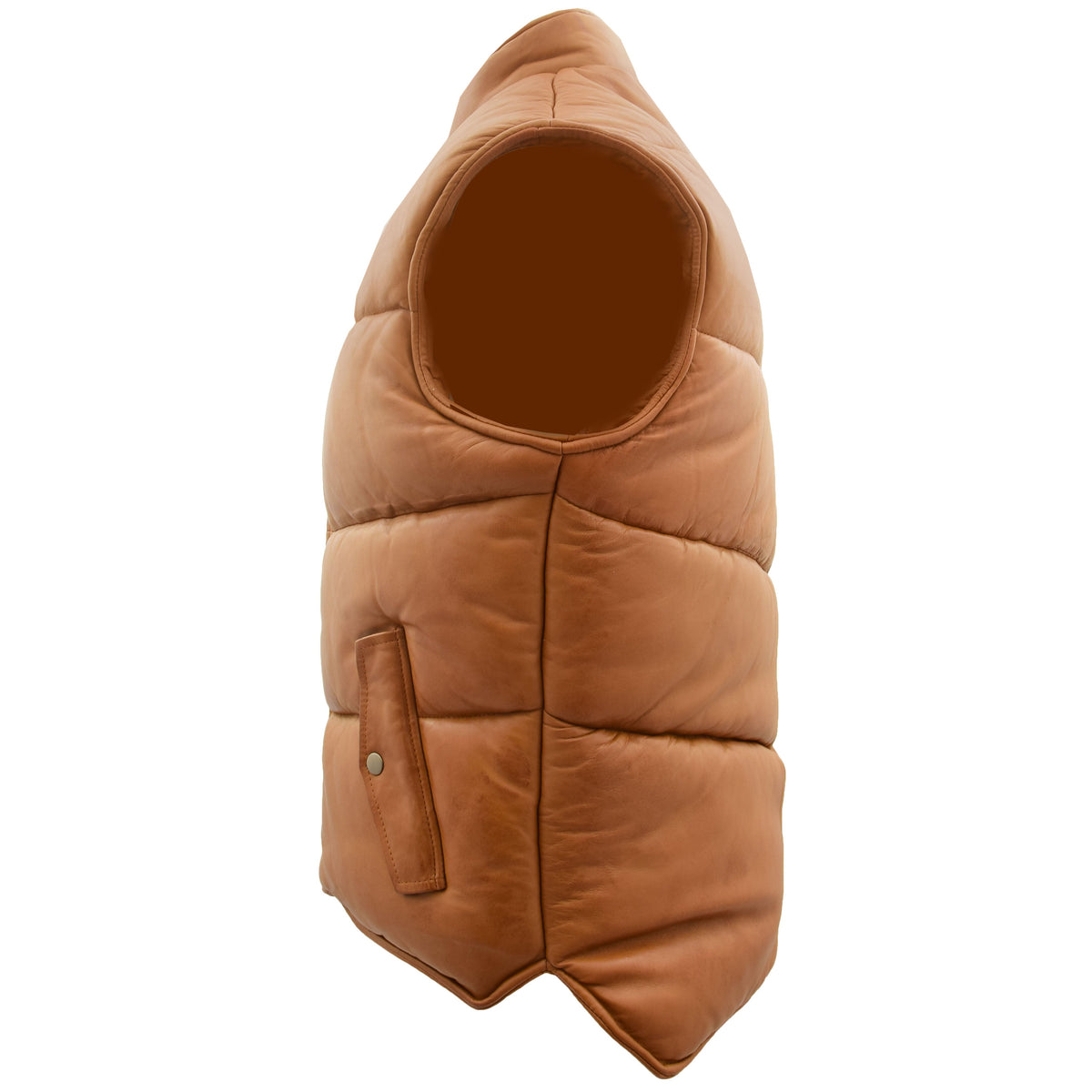 Mens Leather Puffer Waistcoat Body Warmer Leon Tan - genuine leather vest in tan with waistcoat