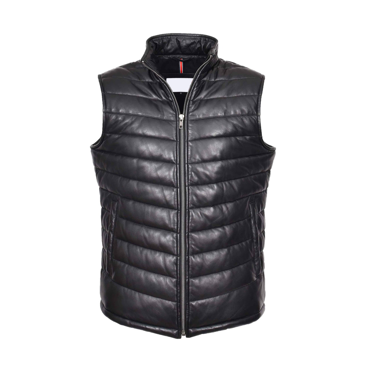 Mens Leather Puffer Waistcoat Body Warmer Vest Wilder Black - genuine leather vest in black with waistcoat