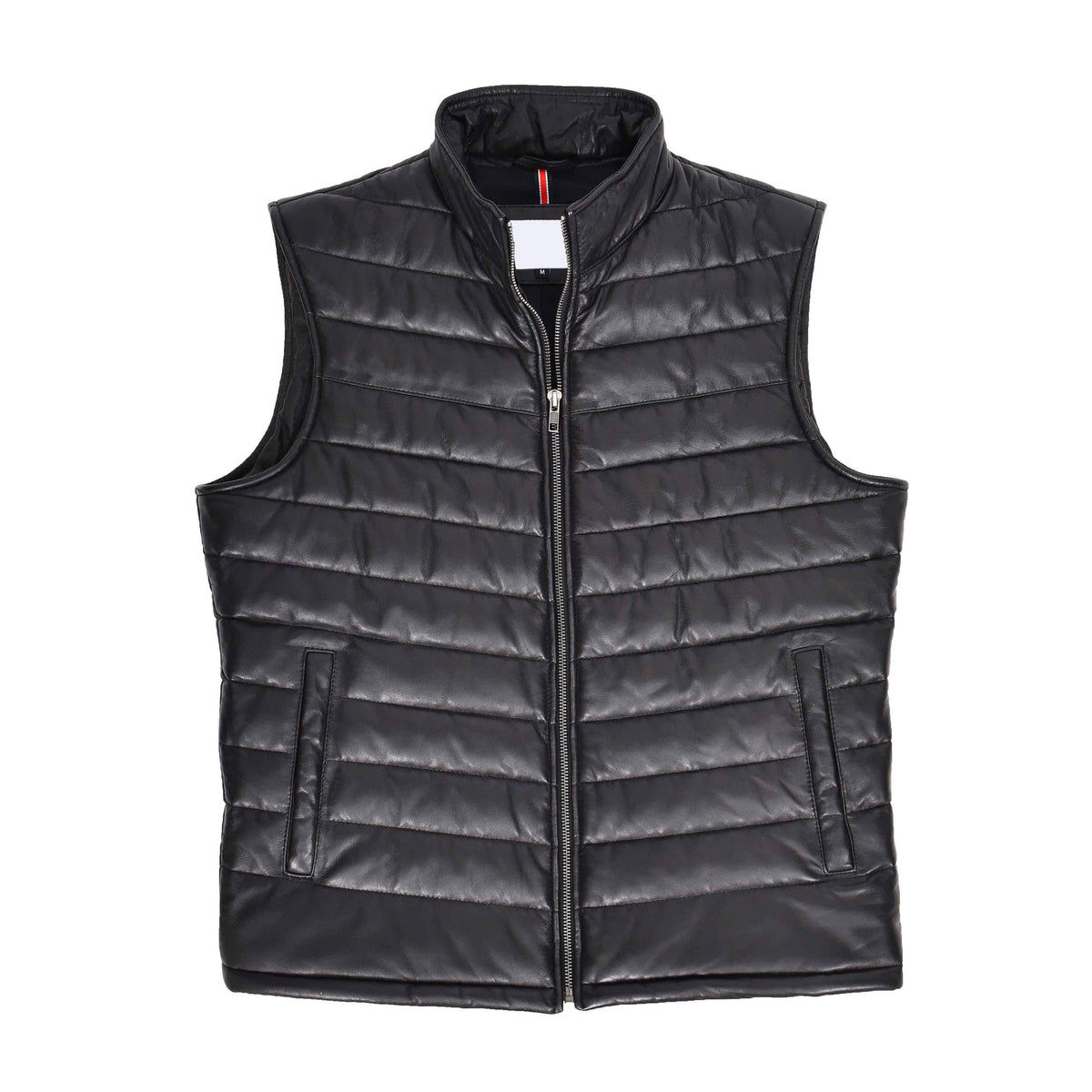 Mens Leather Puffer Waistcoat Body Warmer Vest Wilder Black - genuine leather vest in black with puffer
