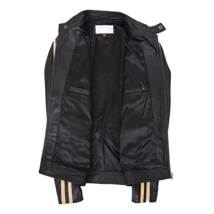 Mens Leather Racing Badges Jacket 'Black Hills' Brown - genuine leather jacket in brown with badges
