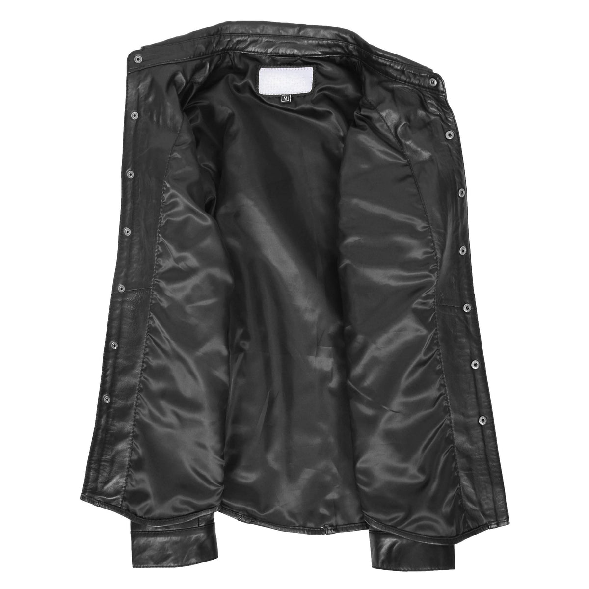 Mens Leather Shirt Classic Trucker Style Oliver Black - genuine leather jacket in black with two outer pockets