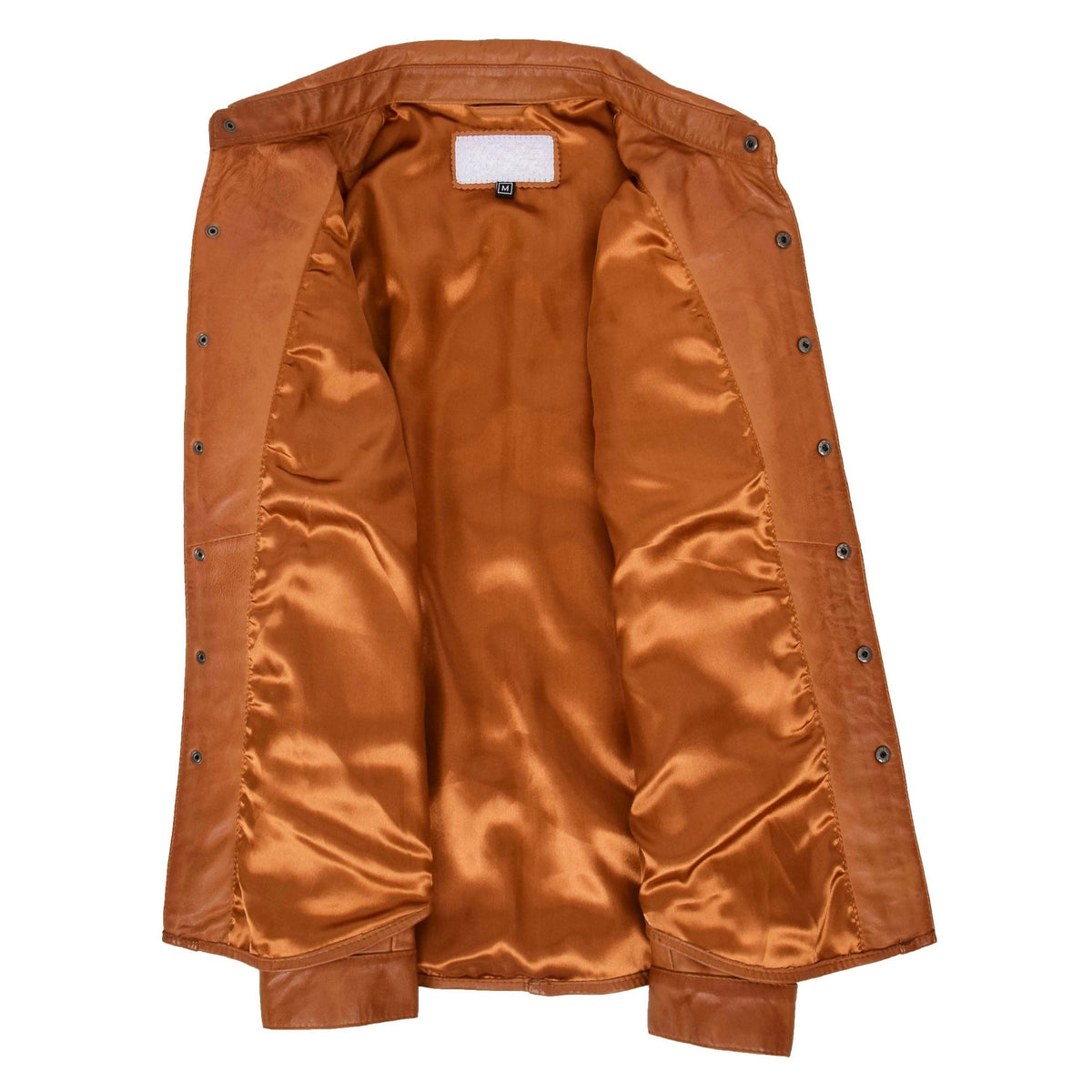 Mens Leather Shirt Classic Trucker Style Oliver Tan - genuine leather jacket in tan with two outer pockets