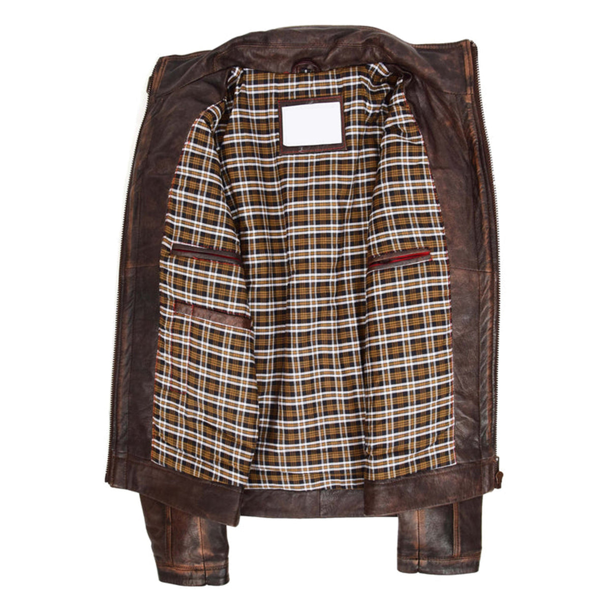 Mens Leather Urban Biker Style Jacket Hugo Brown Vintage - genuine leather jacket in brown vintage with vintage
