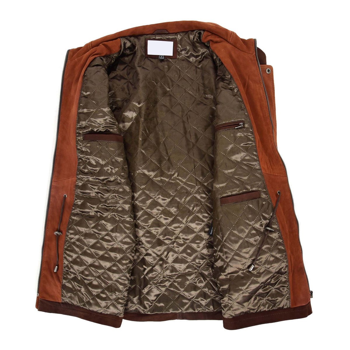 Mens Leather Winter Car Coat Hip Length Jason Brown Nubuck - genuine leather coat in brown nubuck with six outer pockets