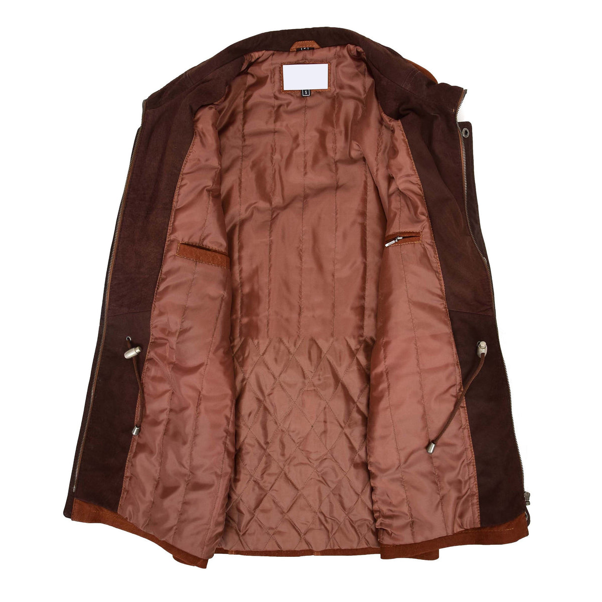 Mens Leather Winter Car Coat Hip Length Jason Tan Nubuck - genuine leather coat in tan nubuck with six outer pockets