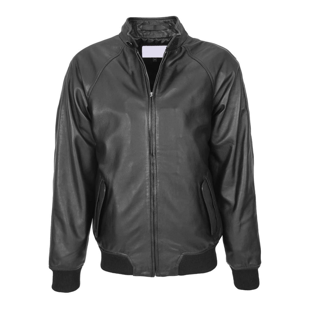 Mens Real Leather Bomber Jacket Raglan Shoulder Francis Black - genuine leather jacket in black with bomber