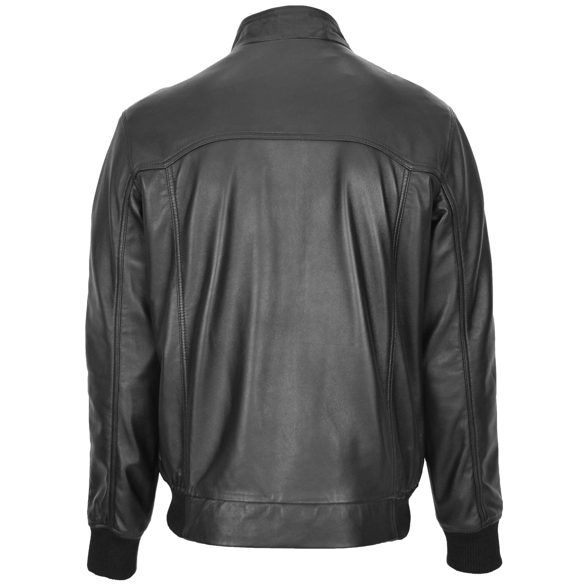 Mens Real Leather Bomber Jacket Raglan Shoulder Francis Black - genuine leather jacket in black with bomber