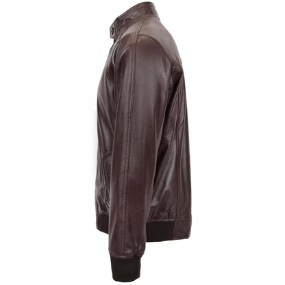 Mens Real Leather Bomber Jacket Raglan Shoulder Francis Brown - genuine leather jacket in brown with bomber