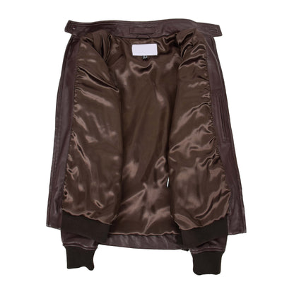 Mens Real Leather Bomber Jacket Raglan Shoulder Francis Brown - genuine leather jacket in brown with two outer pockets
