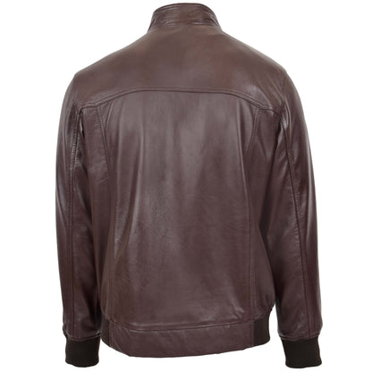 Mens Real Leather Bomber Jacket Raglan Shoulder Francis Brown - genuine leather jacket in brown with bomber