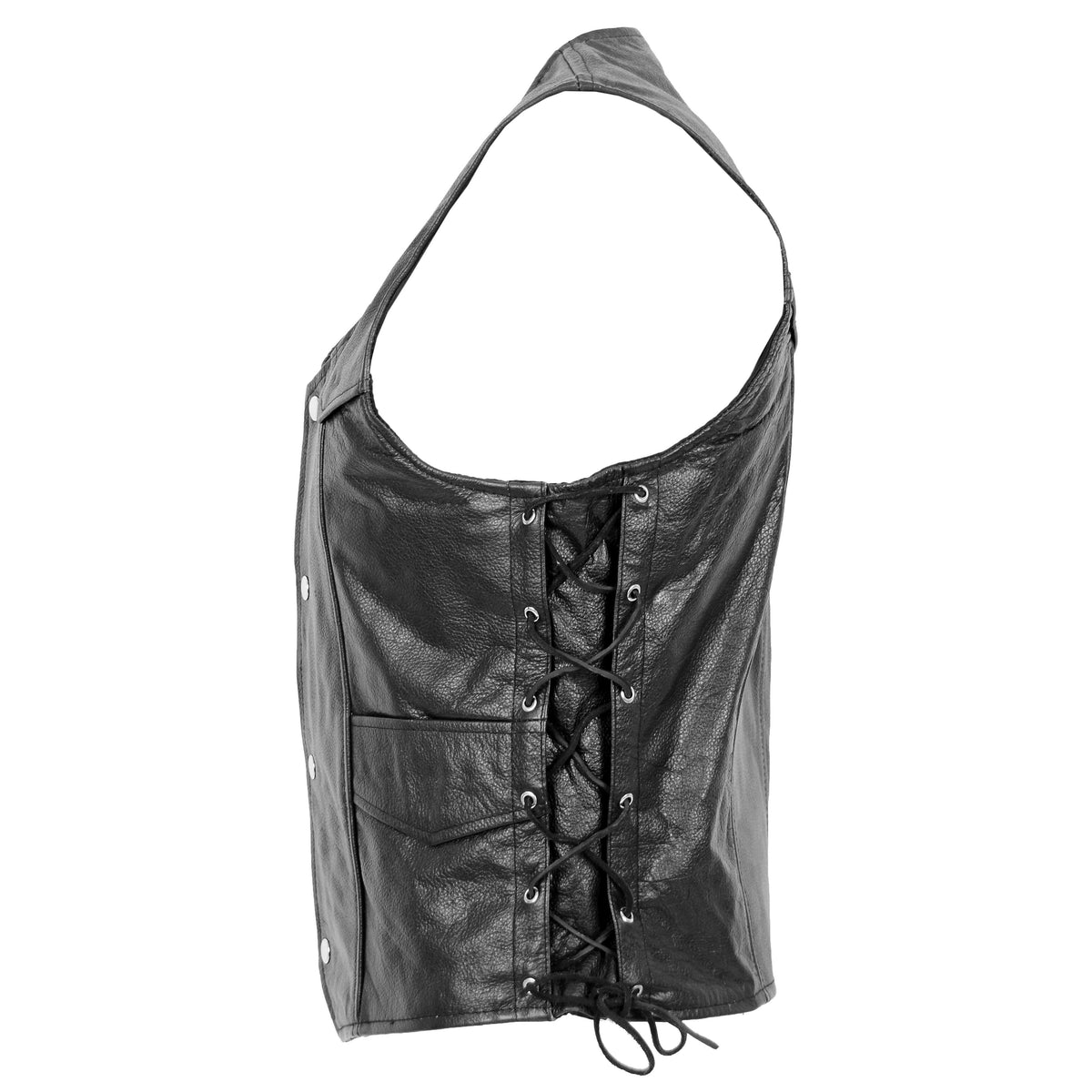 Mens Real Leather Gilet with Side Tassel Feature Jax Black - genuine leather vest in black with gilet