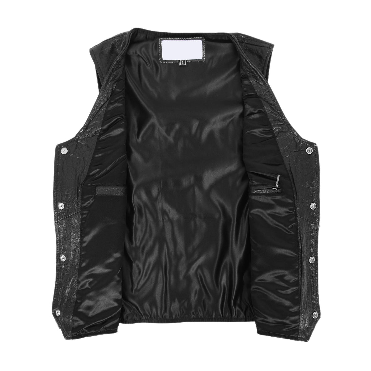 Mens Real Leather Gilet with Side Tassel Feature Jax Black - genuine leather vest in black with two outer pockets