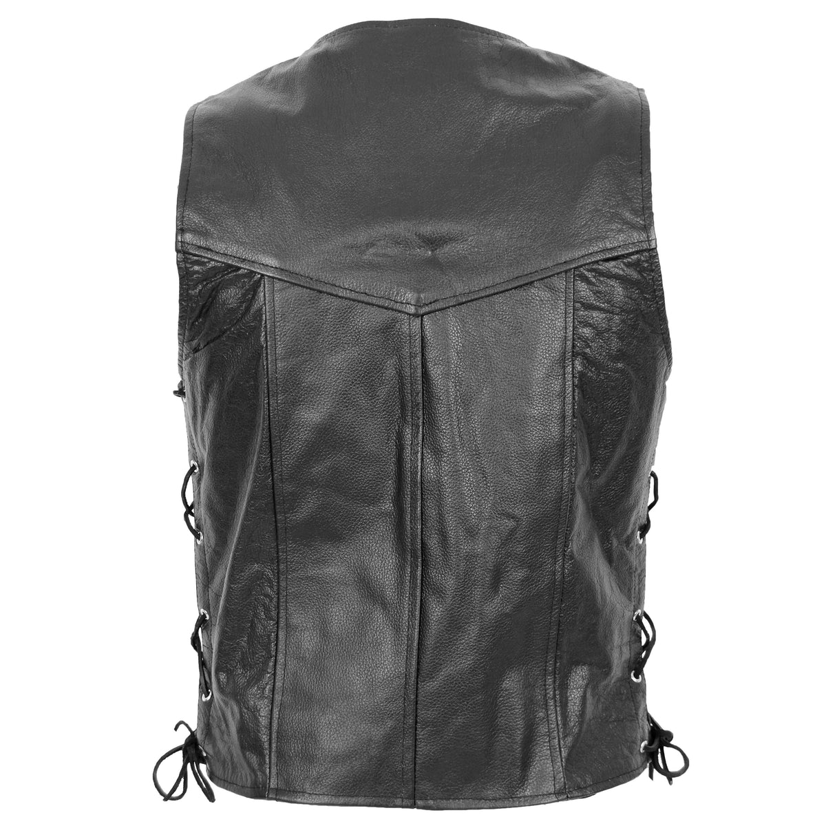 Mens Real Leather Gilet with Side Tassel Feature Jax Black - genuine leather vest in black with gilet