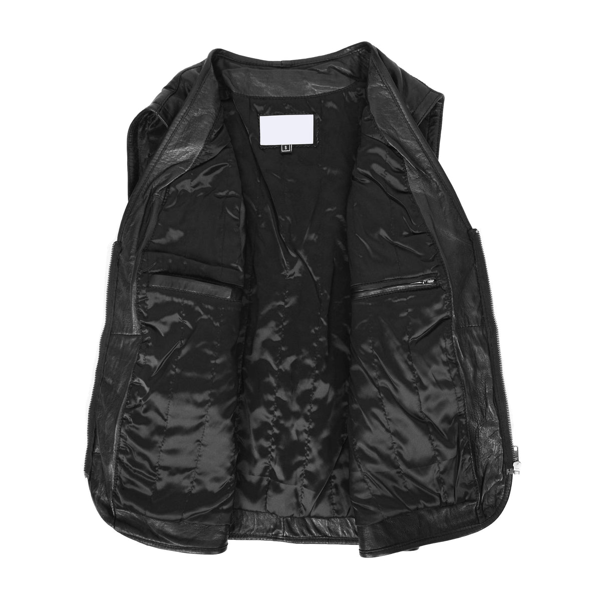 Mens Real Leather Multi-Purpose Waistcoat Gary Black - genuine leather vest in black with waistcoat