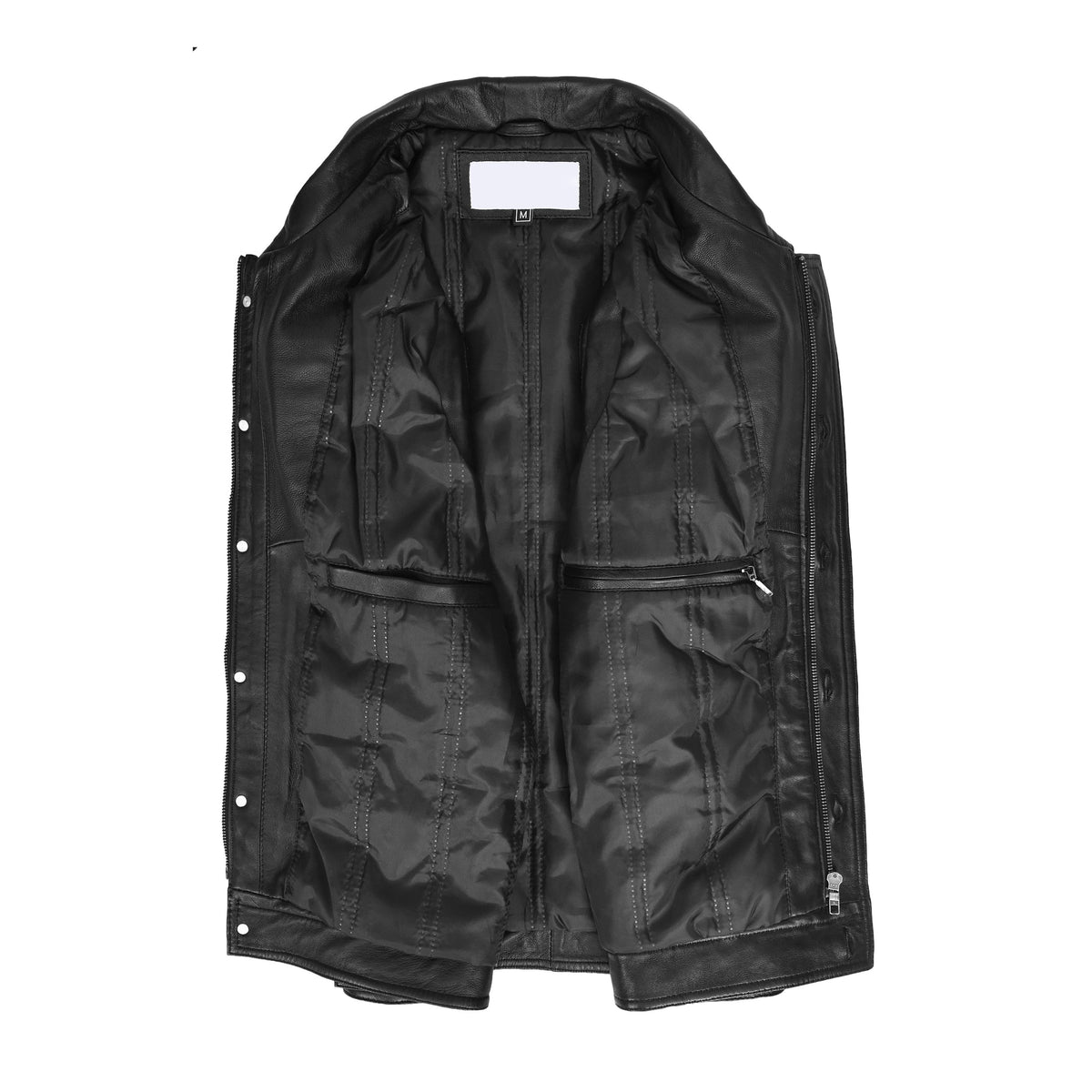 Mens Real Leather Waistcoat Classic Trucker Style Vest Teddy Black - genuine leather vest in black with trucker