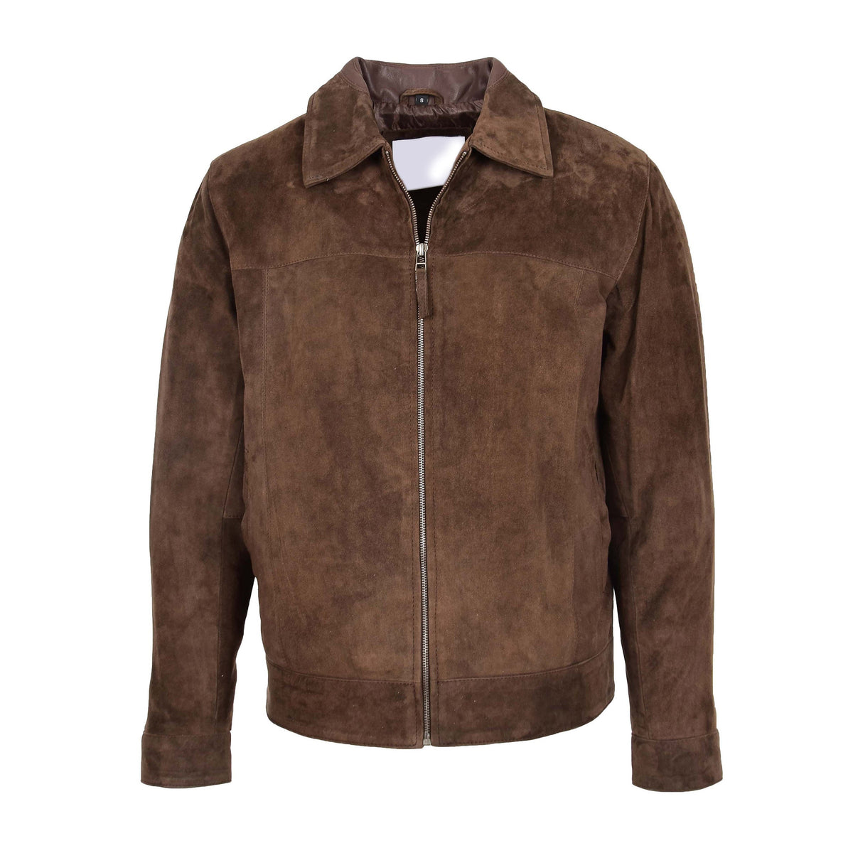 Mens Real Suede Casual Harrington Jacket Larry Brown - genuine suede jacket in brown with harrington