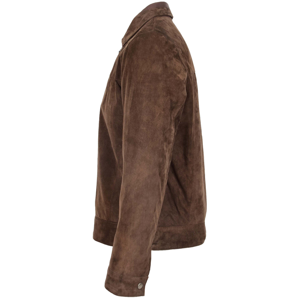 Mens Real Suede Casual Harrington Jacket Larry Brown - genuine suede jacket in brown with harrington
