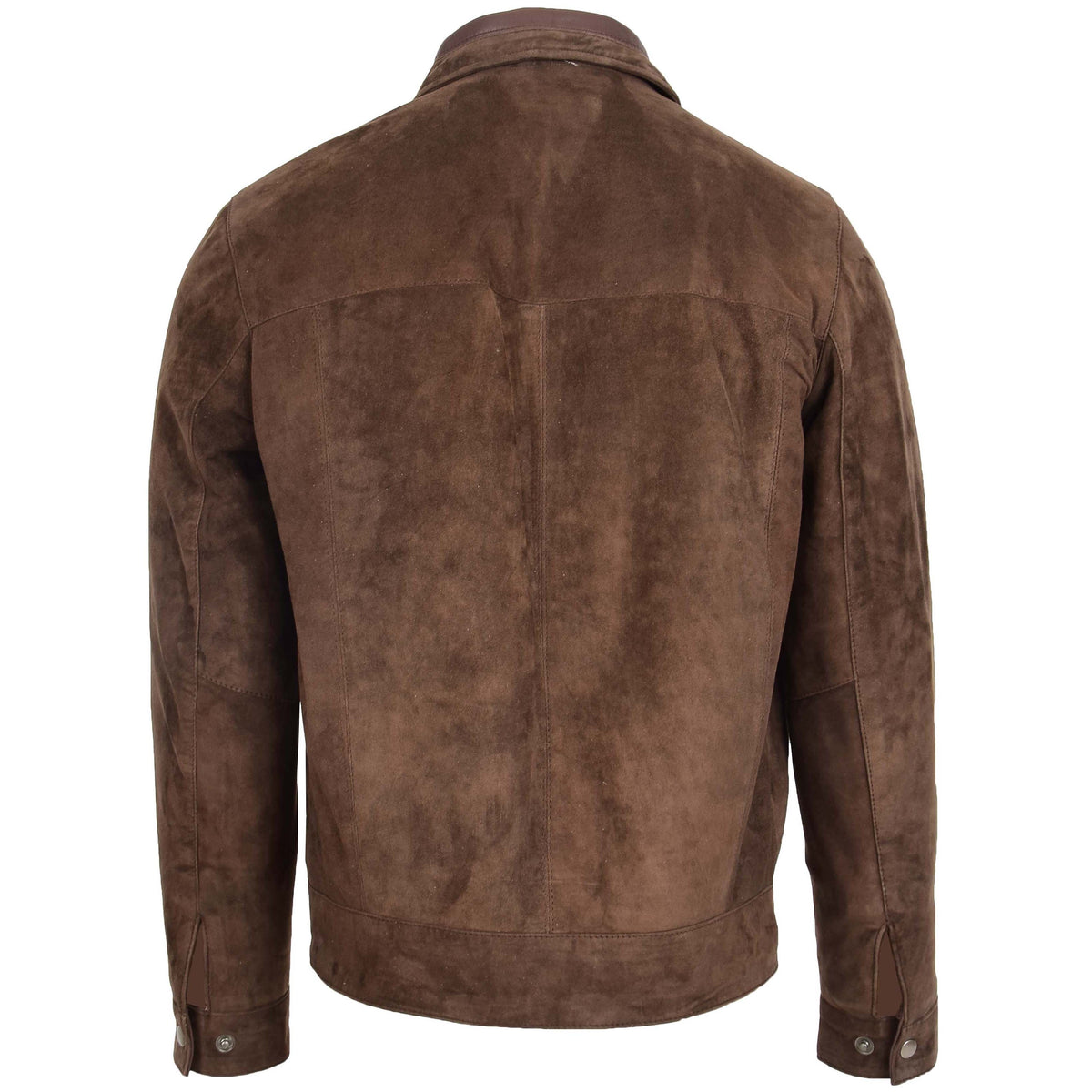 Mens Real Suede Casual Harrington Jacket Larry Brown - genuine suede jacket in brown with harrington