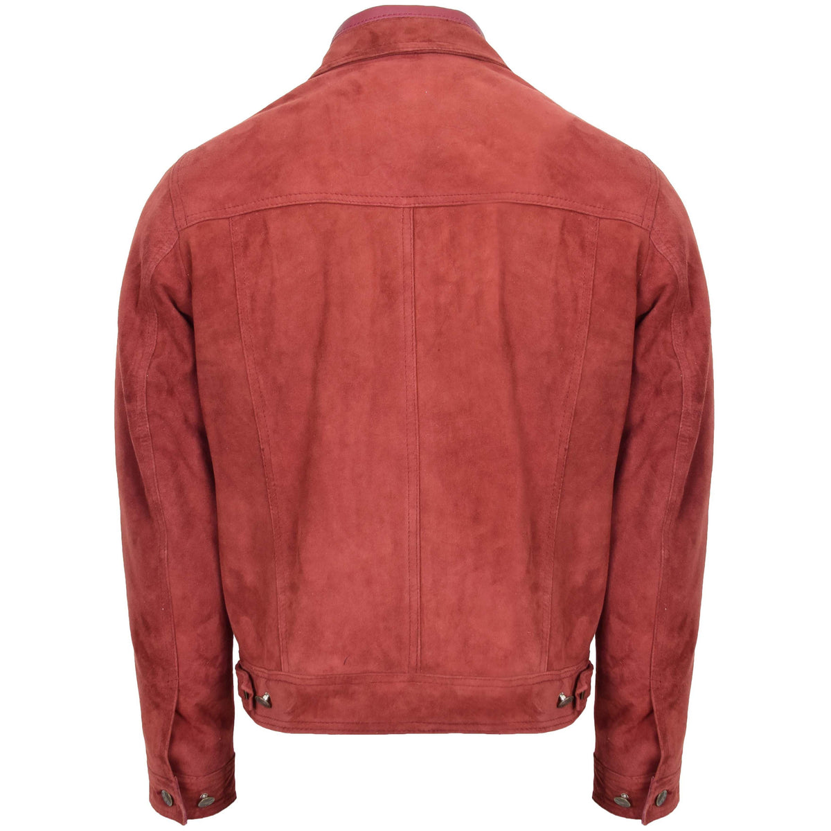 Mens Real Suede Trucker Harrington Jacket Daryl Burgundy - genuine suede jacket in burgundy with harrington