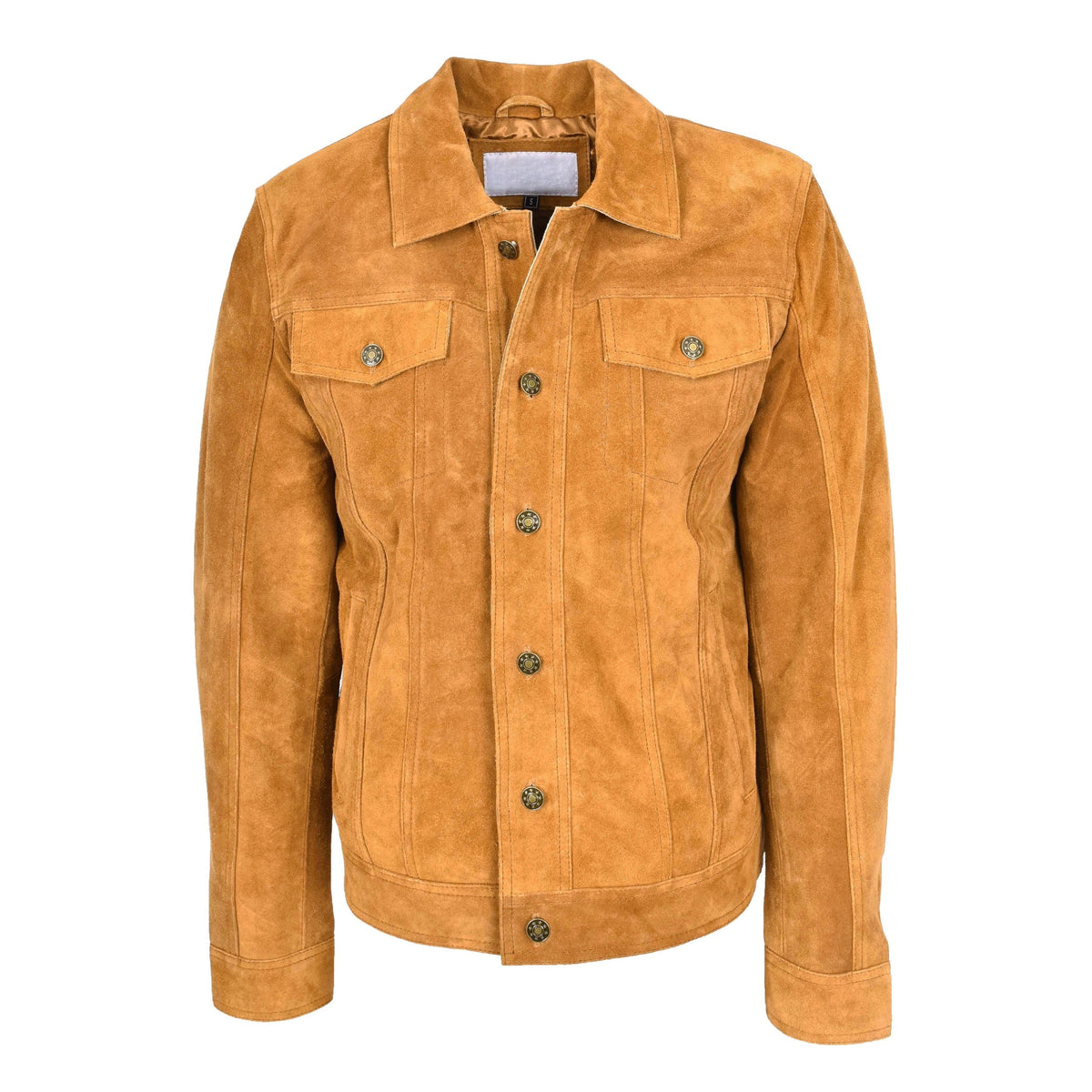 Mens Real Suede Trucker Jacket Lee Rider Style Timmy Tan - genuine suede jacket in tan with made from luxury suede