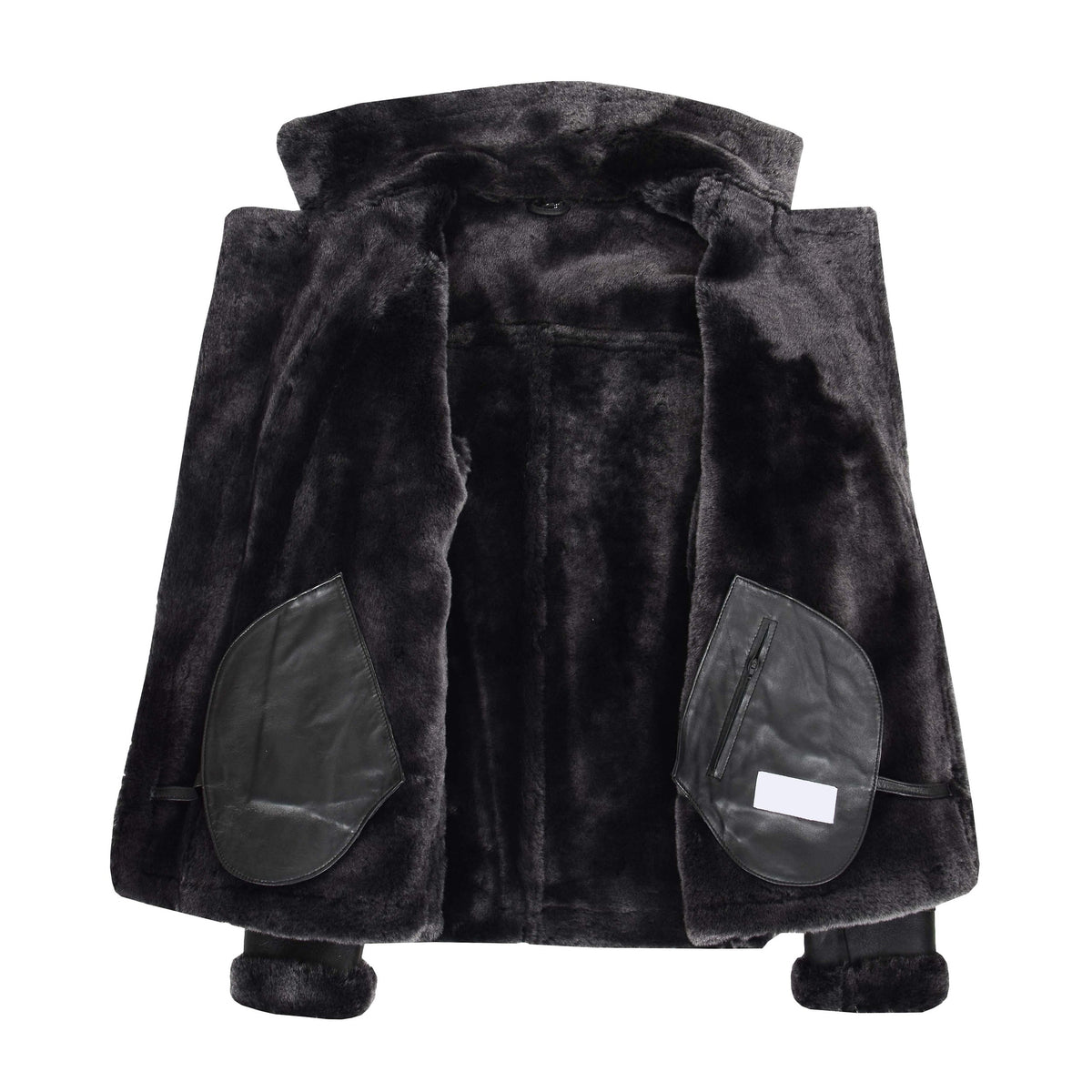 Mens Sheepskin Jacket Cross Stitch Anorak Edwin Dark Brown - genuine sheepskin jacket in dark brown with three outer pockets