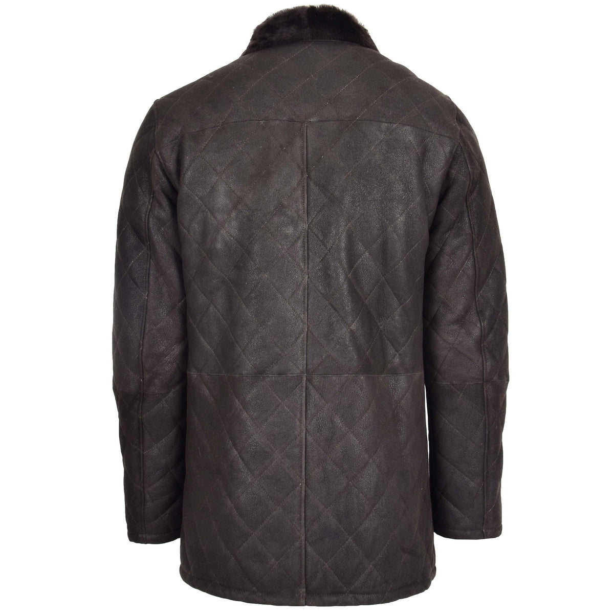 Mens Sheepskin Jacket Cross Stitch Anorak Edwin Dark Brown - genuine sheepskin jacket in dark brown with three outer pockets