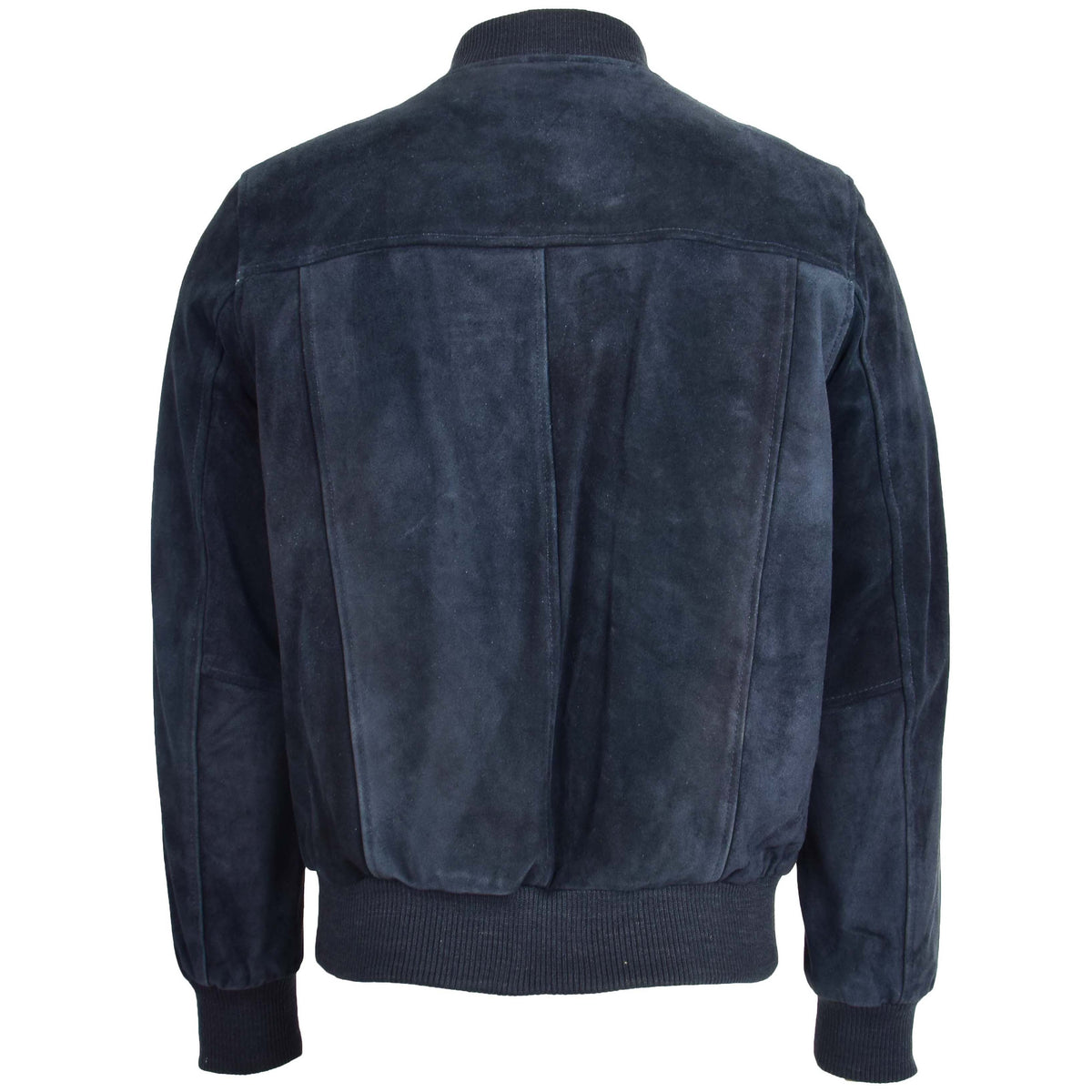 Mens Suede Bomber Varsity Jacket Reg Blue - genuine suede jacket in blue with bomber