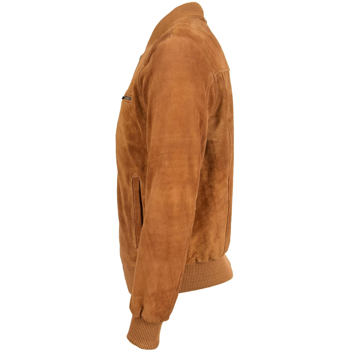 Mens Suede Bomber Varsity Jacket Reg Tan - genuine suede jacket in tan with bomber varsity