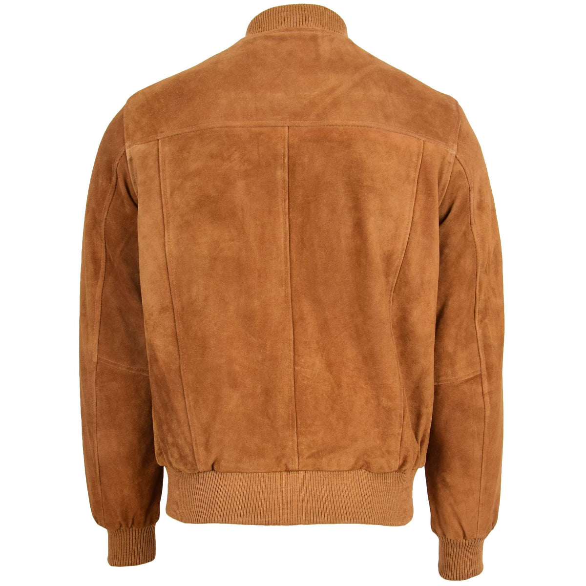 Mens Suede Bomber Varsity Jacket Reg Tan - genuine suede jacket in tan with bomber