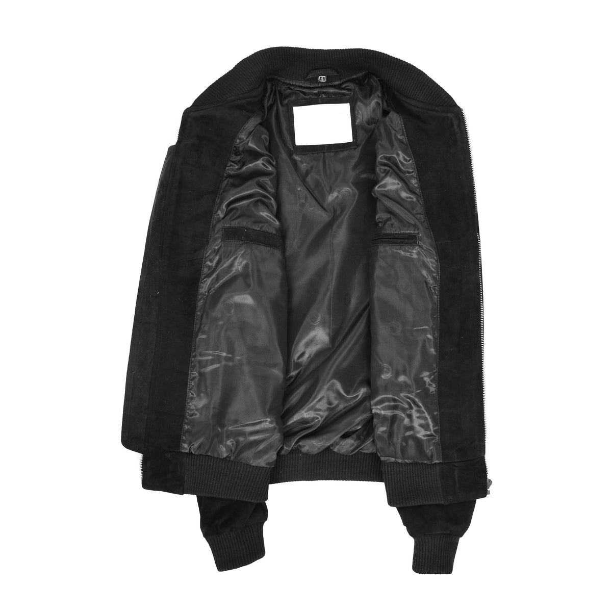 Mens Suede MA-1 Bomber Jacket Trevor Black - genuine suede jacket in black with bomber