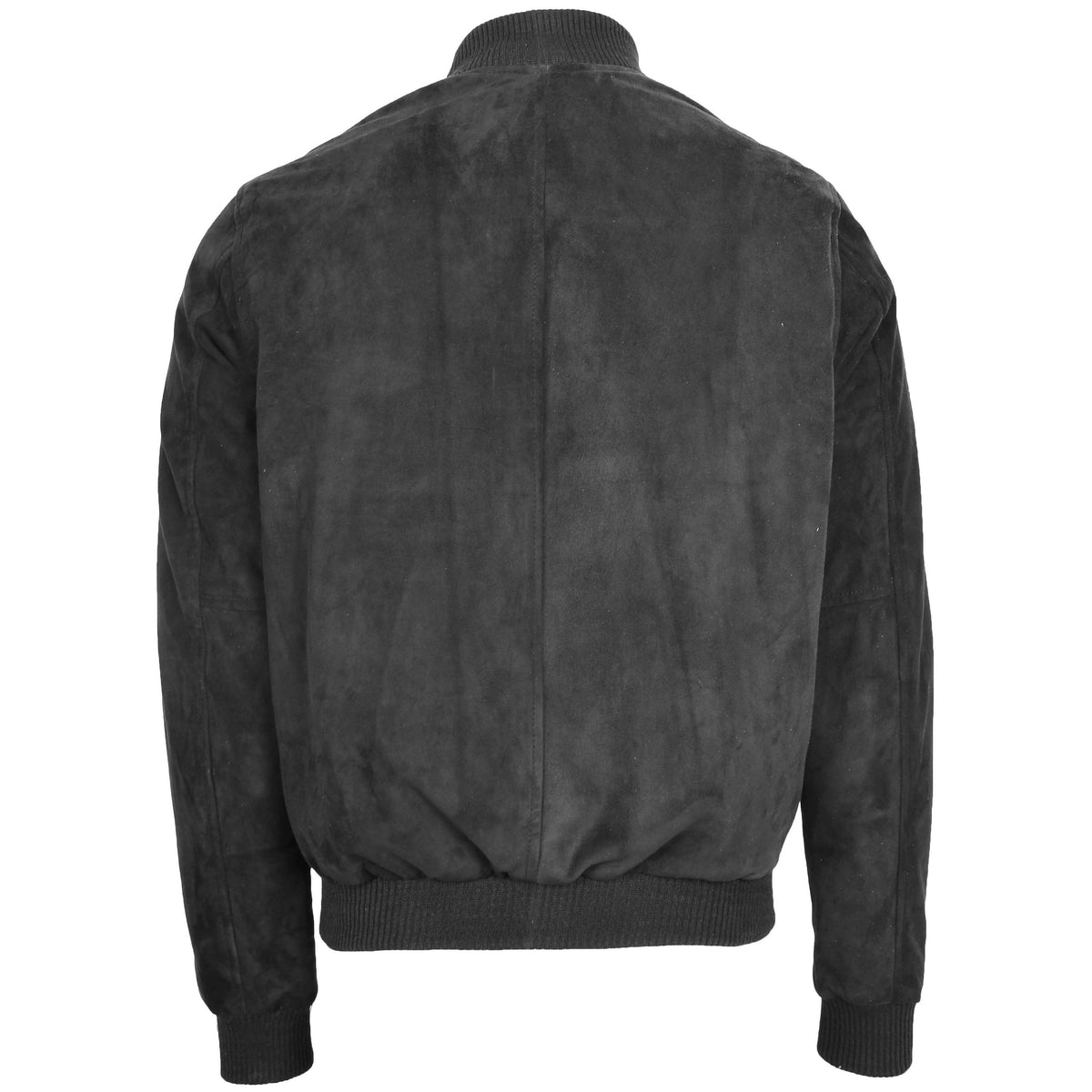Mens Suede MA-1 Bomber Jacket Trevor Black - genuine suede jacket in black with ma-1