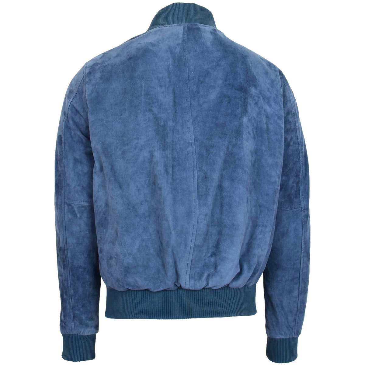 Mens Suede MA-1 Bomber Jacket Trevor Blue - genuine suede jacket in blue with ma-1