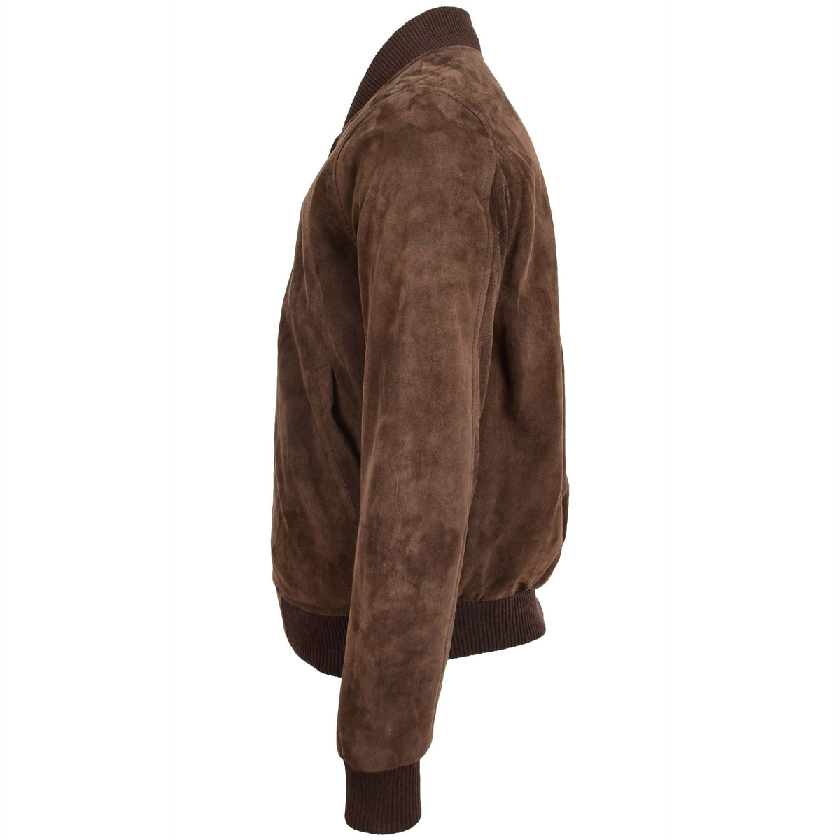 Mens Suede MA-1 Bomber Jacket Trevor Brown - genuine suede jacket in brown with two outer pockets