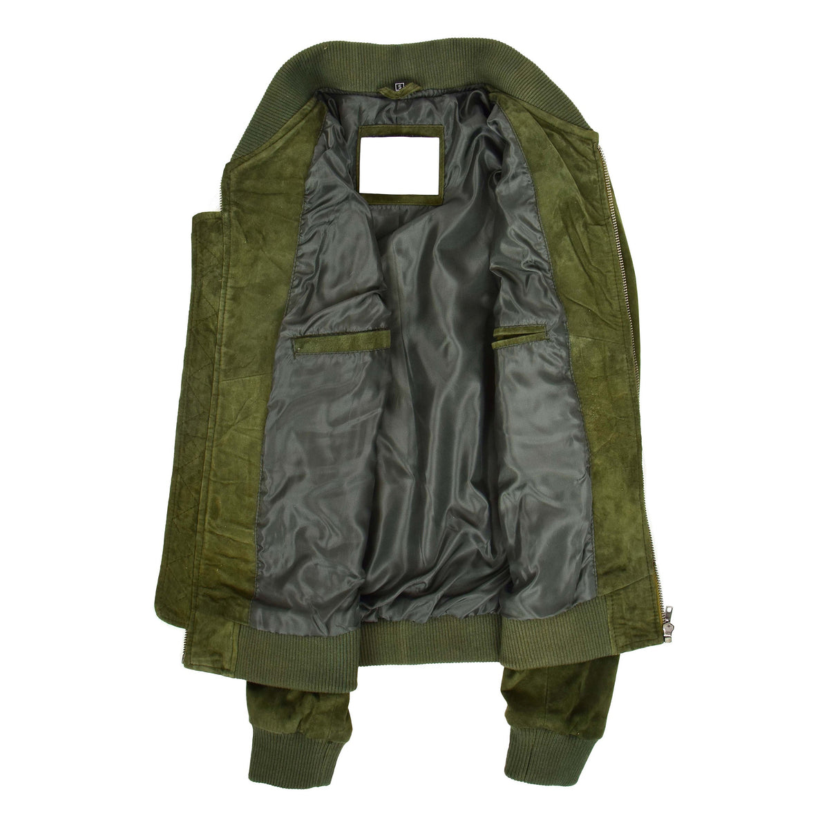 Mens Suede MA-1 Bomber Jacket Trevor Green - genuine suede jacket in green with bomber