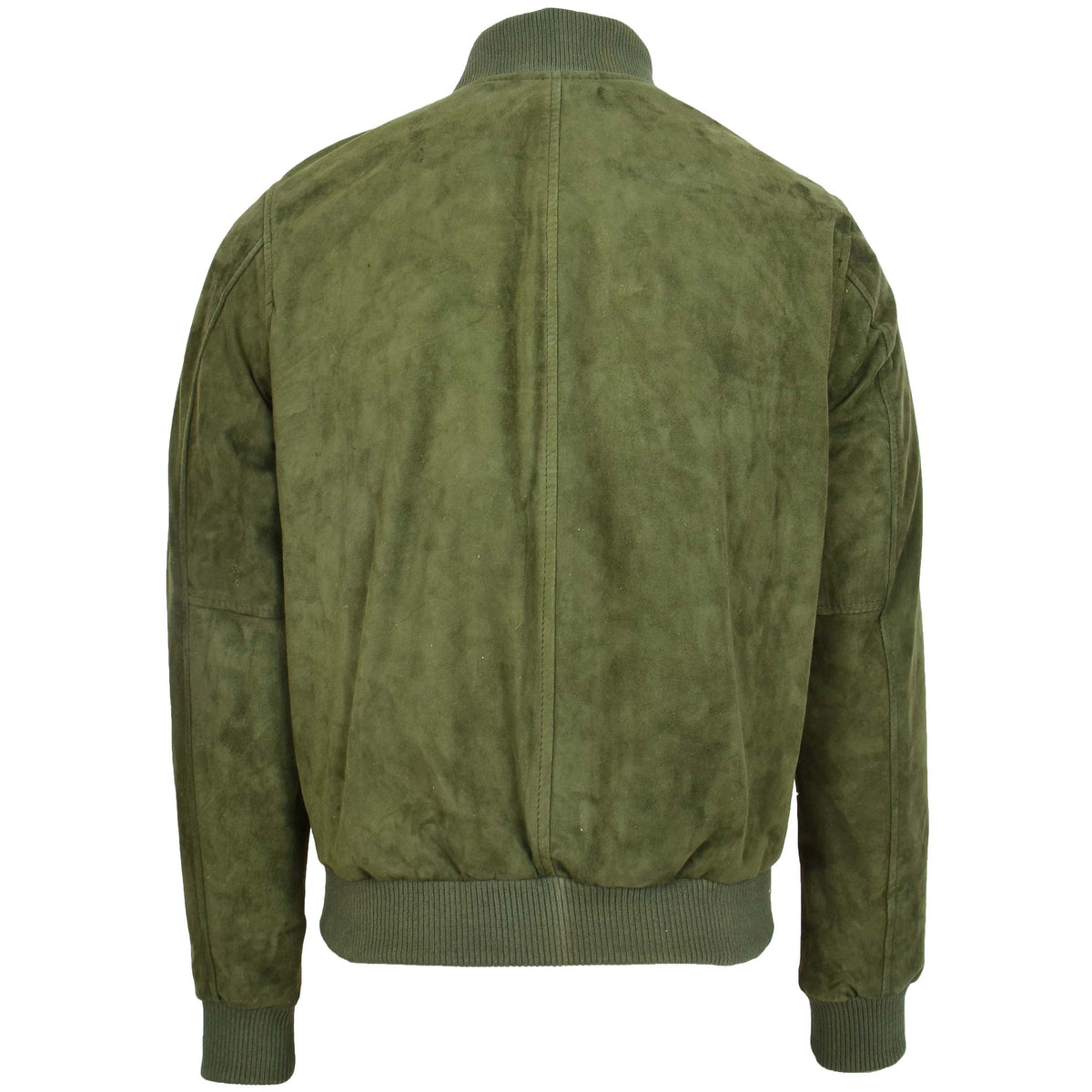 Mens Suede MA-1 Bomber Jacket Trevor Green - genuine suede jacket in green with ma-1