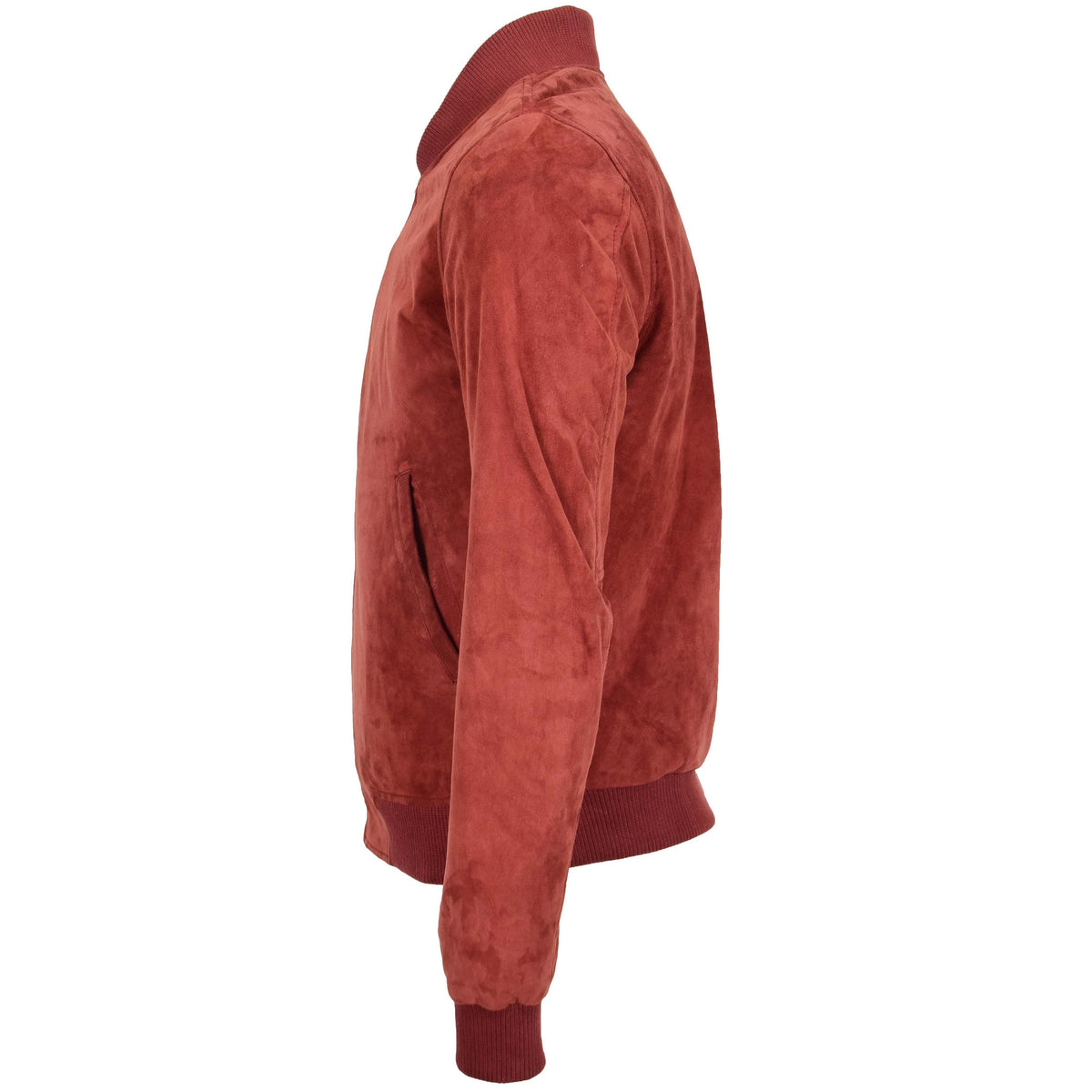 Mens Suede MA-1 Bomber Jacket Trevor Red - genuine suede jacket in red with ma-1