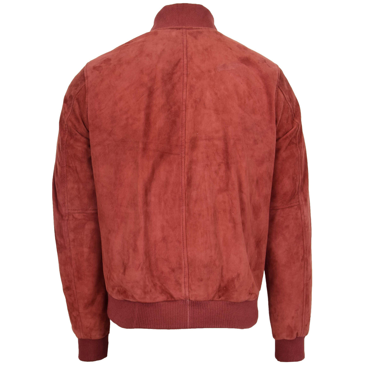 Mens Suede MA-1 Bomber Jacket Trevor Red - genuine suede jacket in red with bomber