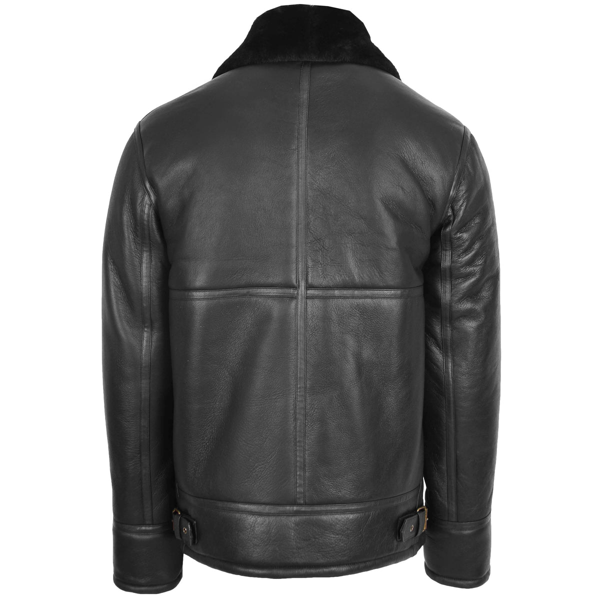 Mens Top Gun Style Sheepskin Jacket Oscar Black - genuine sheepskin jacket in black with two outer pockets