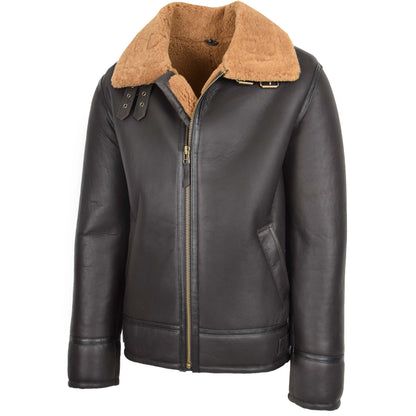 Mens Top Gun Style Sheepskin Jacket Oscar Brown Ginger - genuine sheepskin jacket in brown ginger with two outer pockets