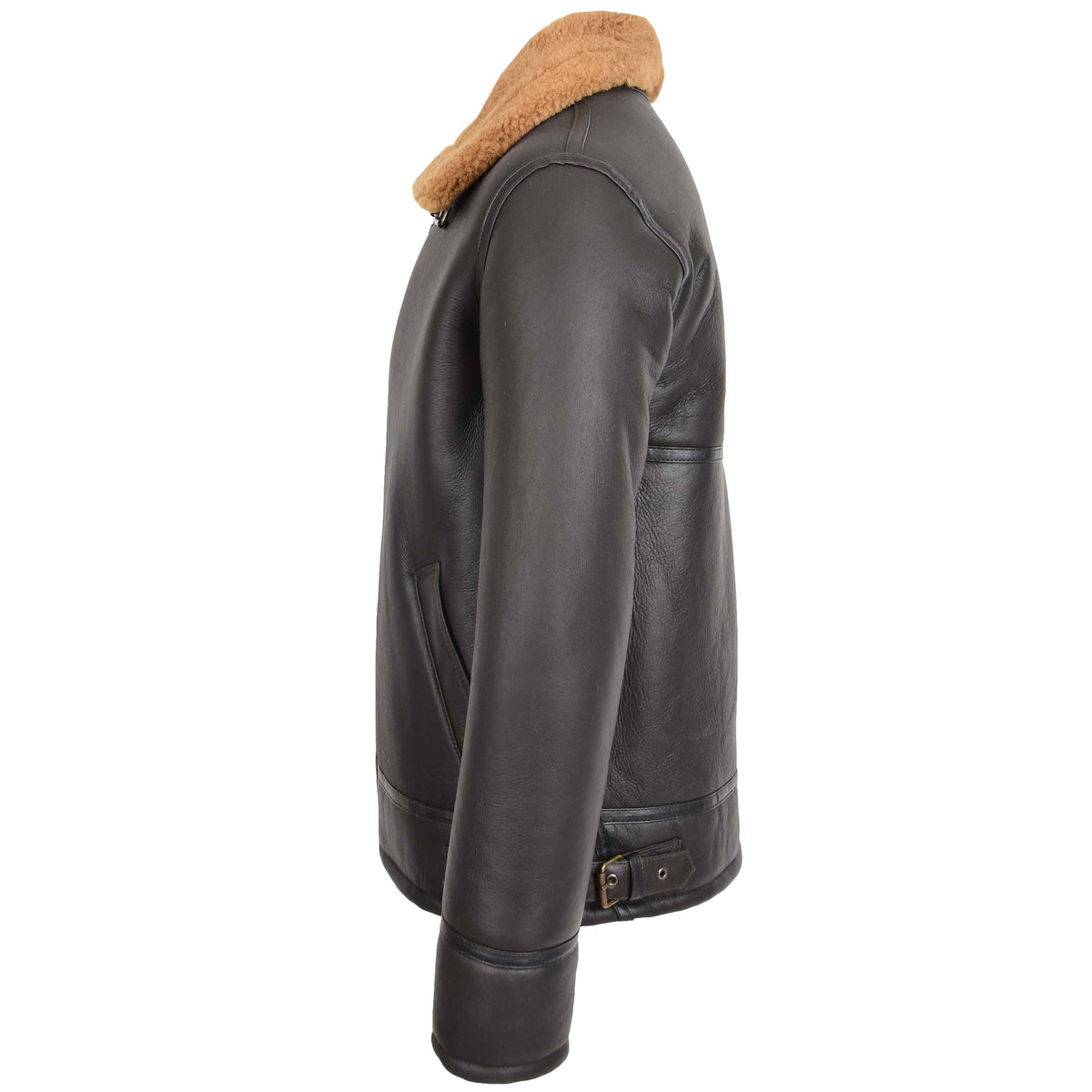 Mens Top Gun Style Sheepskin Jacket Oscar Brown Ginger - genuine sheepskin jacket in brown ginger with two outer pockets