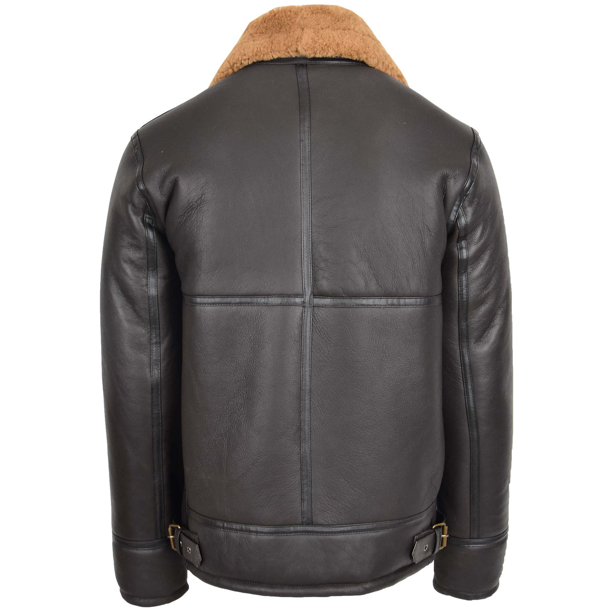 Mens Top Gun Style Sheepskin Jacket Oscar Brown Ginger - genuine sheepskin jacket in brown ginger with two outer pockets