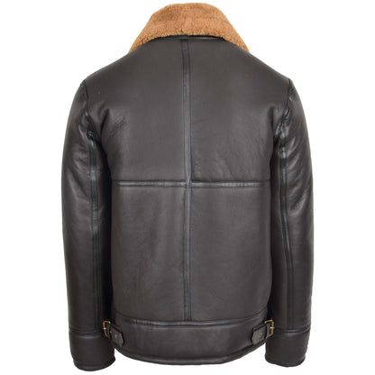 Mens Top Gun Style Sheepskin Jacket Oscar Brown Ginger - genuine sheepskin jacket in brown ginger with two outer pockets